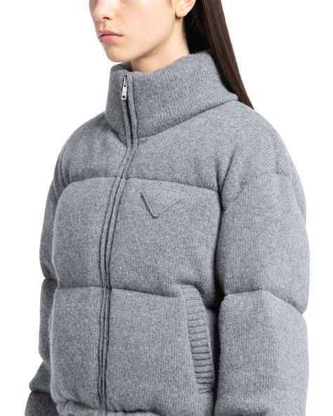 gray prada jacket|Prada grey puffer jacket.